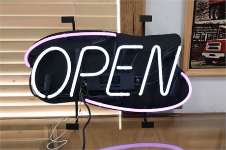 Neon "OPEN" Sign - Works! - 16"w