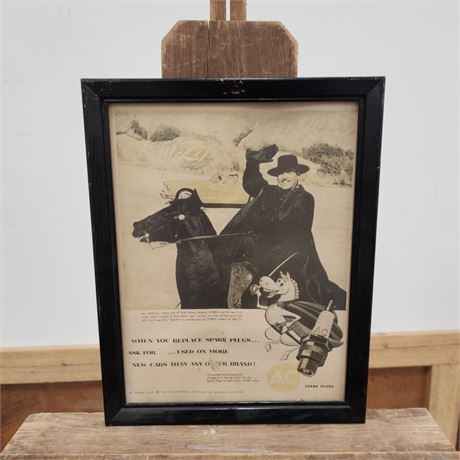 Vintage Guy Williams "Zorro" AC S park Plug Advertising Framed Poster - 11x14