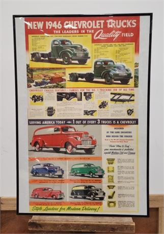 1946 Chevrolet Truck Line-Up Framed Poster - 24x36