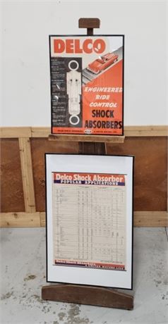 Vintage Delco Auto Shop Shock Framed Posters - 22x34