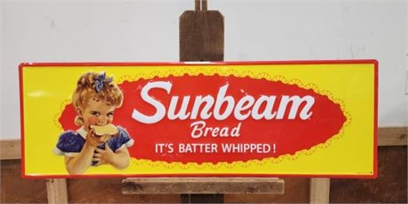 Vintage Sunbeam Bread Metal Sign - 42x14