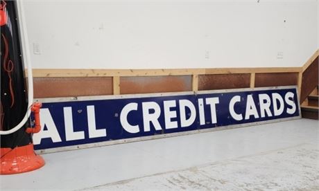 Large 16ft Vintage Double Sided Metal Credit Card Sign - 16'x2'