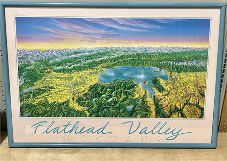 Flathead Valley Montana by Glen Prestegaard Print Poster 1990s Framed Art