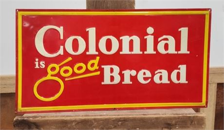 Vintage Colonial Bread Metal Sign - 21x11