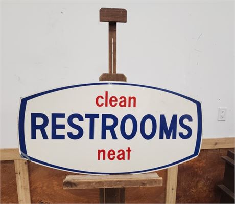 Vintage Clean Restroom Metal Sign - 37x18