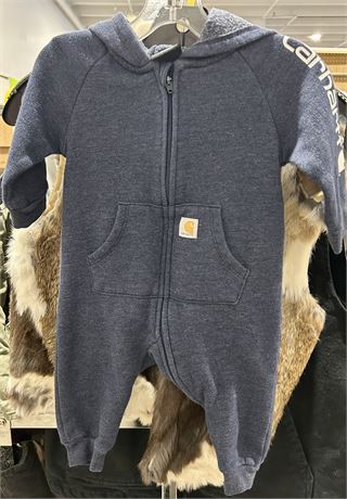 Carhartt Baby Hooded Onesie Dark Gray/Blue Size 3M