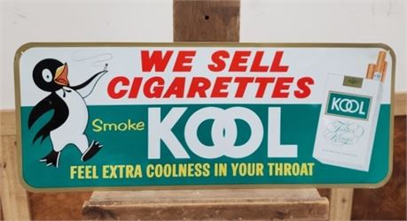 Vintage Kool Cigarette Metal Sign - 30x12