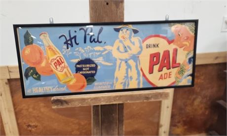 Vintage Pal Ade Soda Framed Poster Ad - 28x11