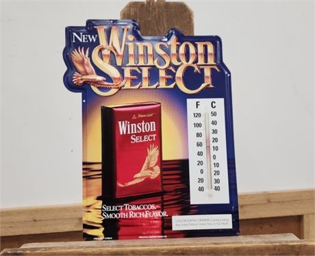 Vintage Winston Cigarette Metal Thermometer - 16x14