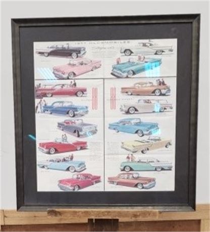 1957 Oldsmobile Line-Up Framed Poster - 30x31