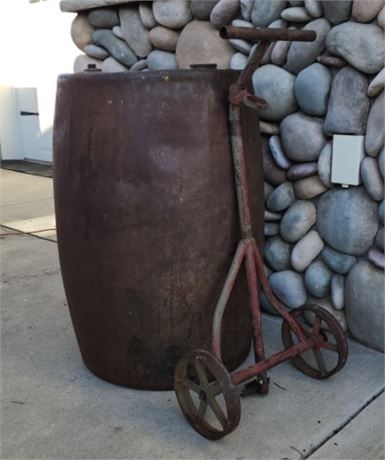 Antique Standard Oil Barrel & Cart