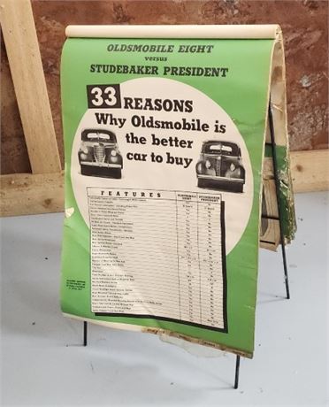 Antique Oldsmobile Auto Shop Ad Stand