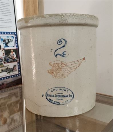 Antique 2 Gal. Redwing Crock