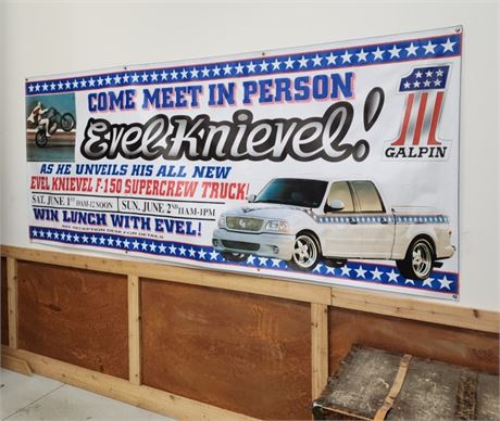 Large 2003 Evel Knievel F-150 Truck Ad Banner - 9½' x 4'