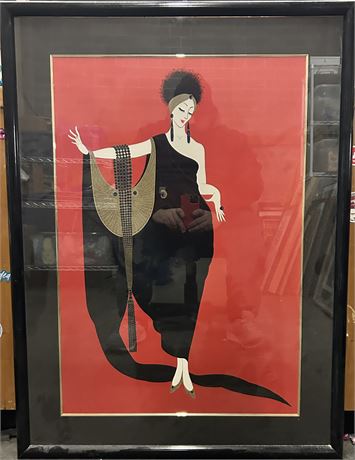 ERTE CHALK & VERMILION Large Glamour 1997 Poster Framed 40” 1/2 x 30”