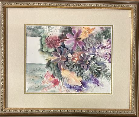 BARBARA CANDELARIA FLOWER PAINTING 18” 3/4 x 22” 3/4