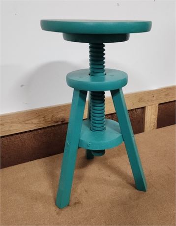 Vintage Adjustable Wood Stool - 12" Diameter x 22"⬆️