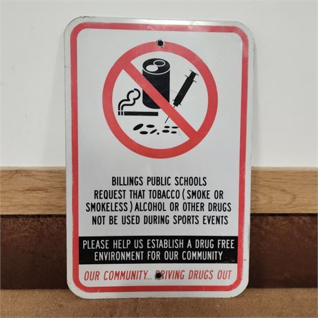 Metal No Drugs Sign - 12"x18"