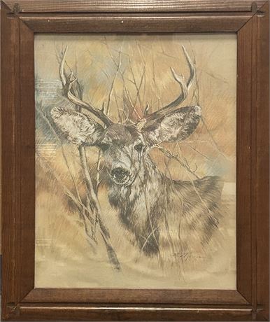 Deer Painting by K. Maroon 1978 24 3/4” x 20 1/4”