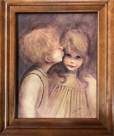 Boy kissing girl by Margaret Kane. 18 1/2” x 15”