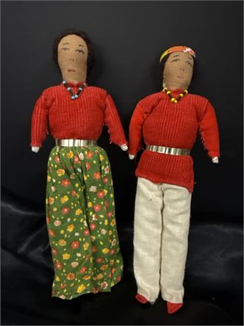 vintage handmade Navajo Native American cloth doll, likely from the 1930s.