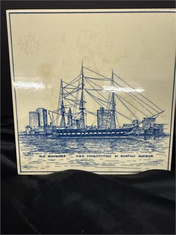 Delfts Blue Hand painted Old Ironsides USS Constitution